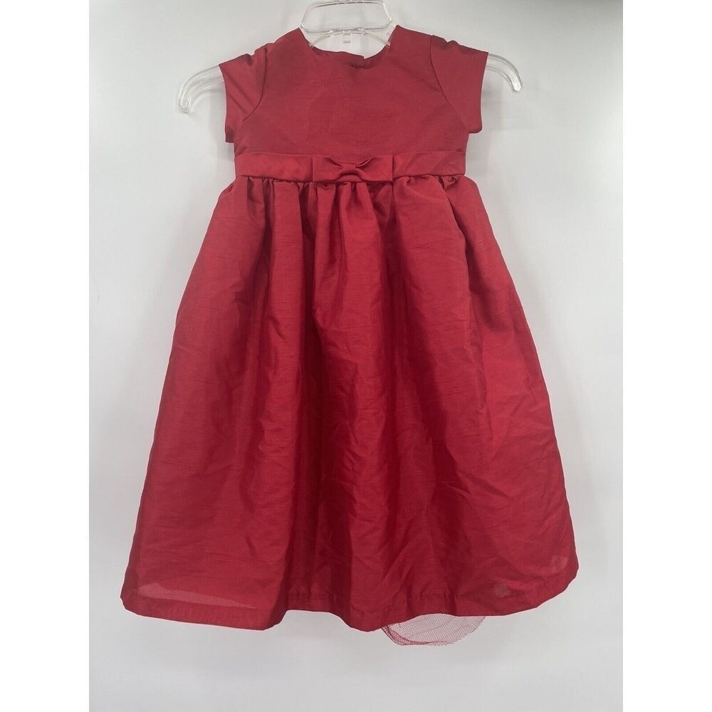 Cherokee Girl's Red Full Christmas Dress‎ Bow Tulle Lined 5T